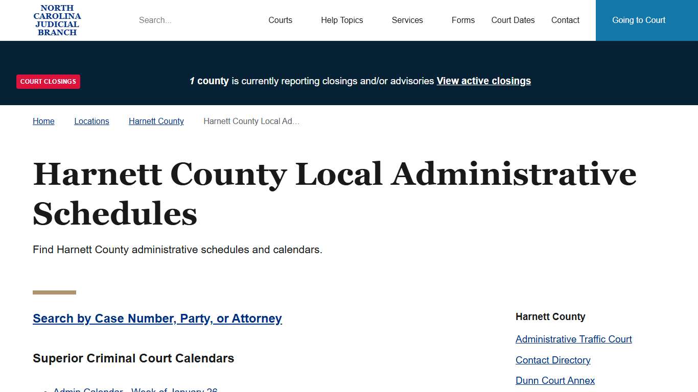Harnett County Local Administrative Schedules | North Carolina Judicial Branch